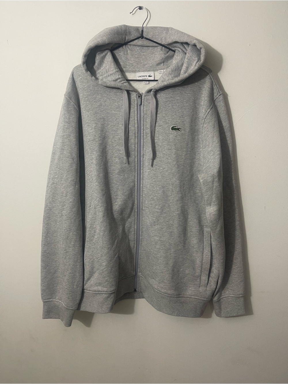 Lacoste Light Gray Full-Zip Hooded Sweatshirt